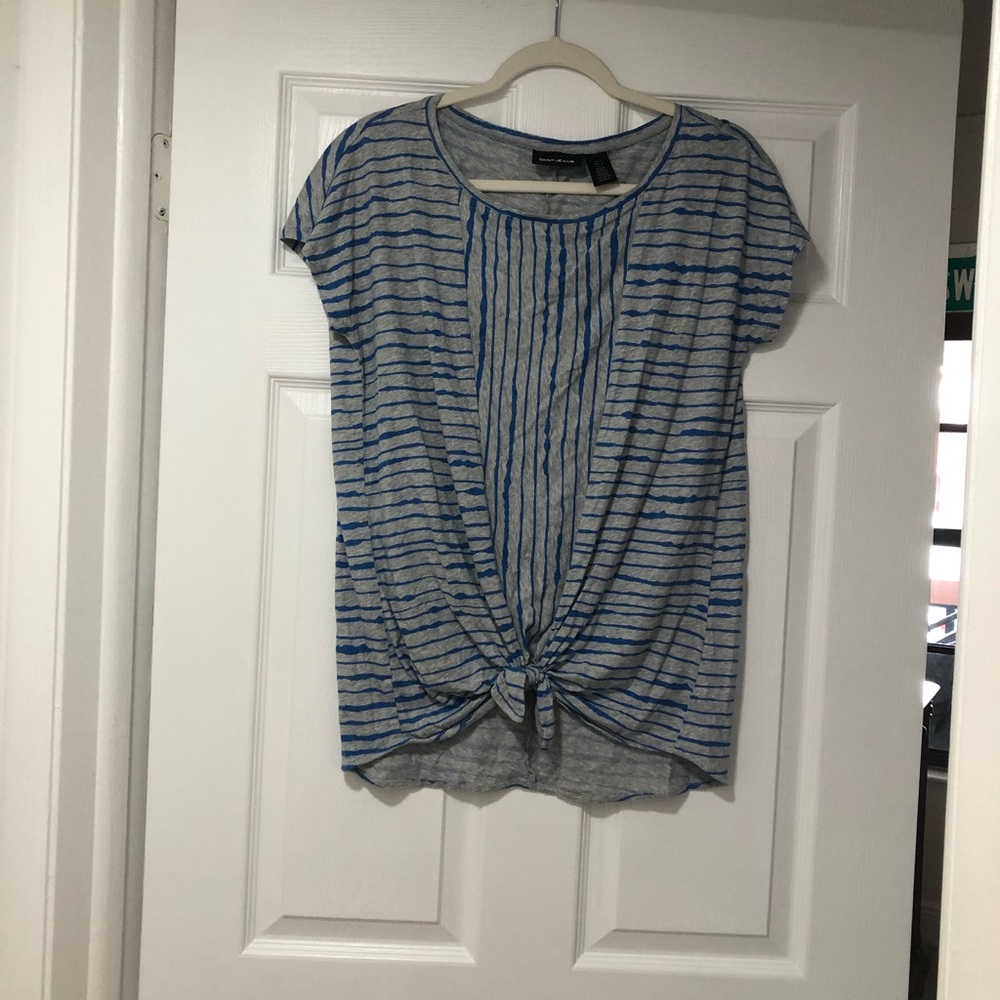 DKNY blue and gray striped, short sleeves, size S